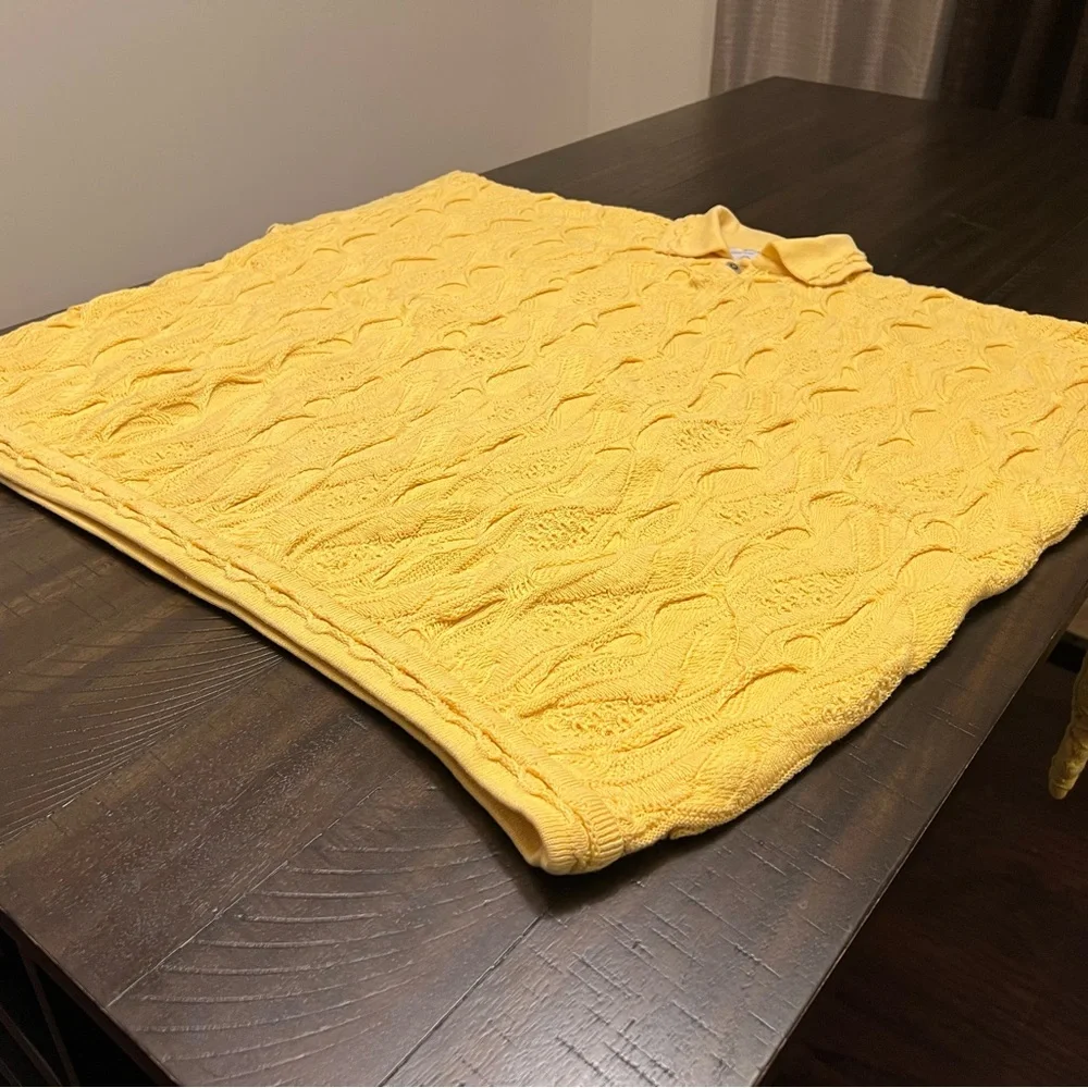 Coogi Basics Authentic Mens Yellow Cotton Knit Short Sleeve Sweater Size 3XL